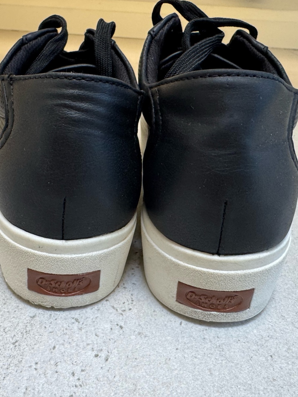 Dr. Scholl's Black Leather Low-Top Sneakers with White Platform